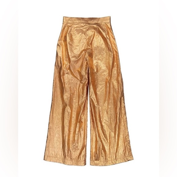 Wide leg Kurt Lyle Jonah Pant Burnt Gold metallic cropped pant - Picture 3 of 6